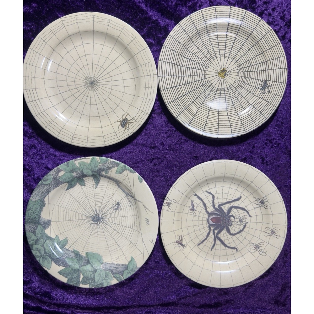 John Derian Appetizer Plate Set Target Spider Web 4 pc Melamine Goth Decor